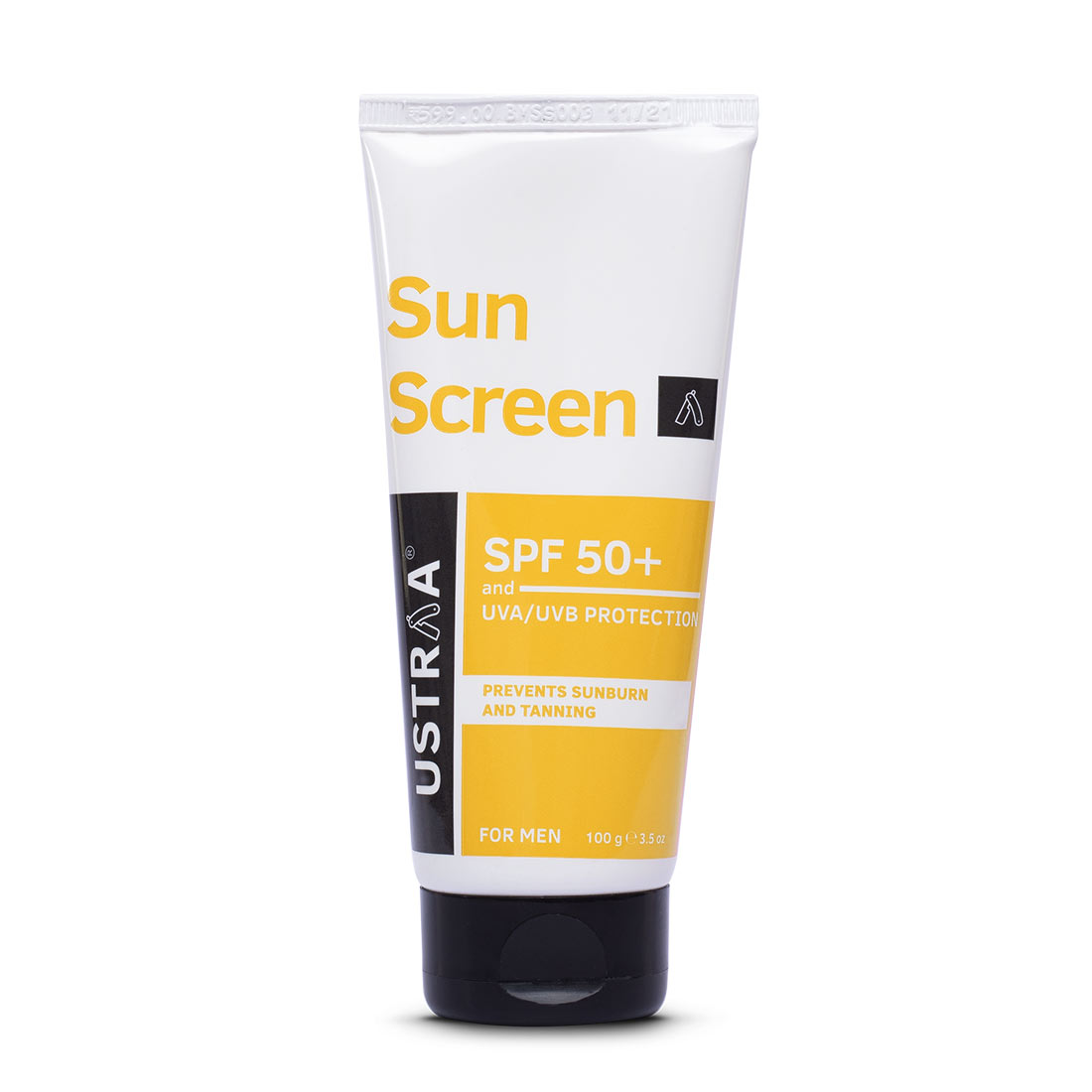 Ustraa Sunscreen for men SPF 50+ - Blocks upto 97% of UVB Rays - Paraben and Sulphate free - 100g