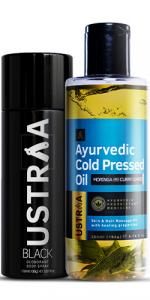 Ayurvedic Cold Pressed Oil & BLACK Deodorant Body Spray Combo