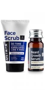 Beard Growth Serum & Face Scrub De-Tan - for Effective Tan Removal