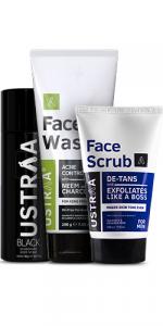 Deodorant Black, Face Wash Neem & Charcoal, & Face Scrub - De Tan - For Tan Removal