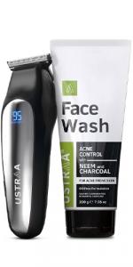 Ustraa Chrome - Lithium Powered Beard Trimmer and Face Wash