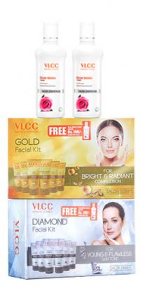 Vlcc Gold & Diamond Facial Kit with Free Rose Water Toner