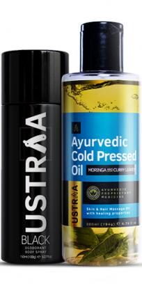 Ayurvedic Cold Pressed Oil & BLACK Deodorant Body Spray Combo