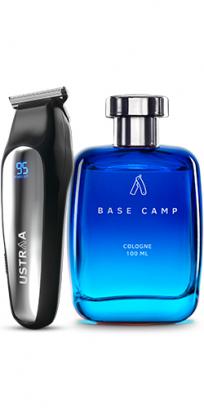 Ustraa Chrome - Lithium Powered Beard Trimmer & Cologne Base Camp