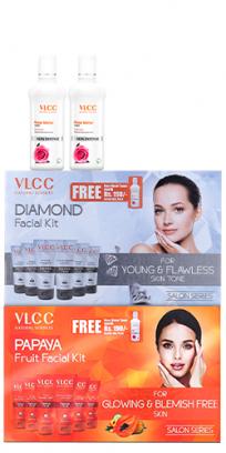 VLCC Papaya Fruit & Diamond Facial Kit with Free Rose Water Toner