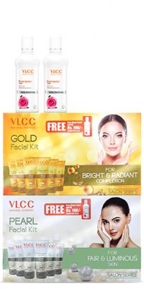 VLCC Pearl & Gold Facial Kit with Free Rose Water Toner