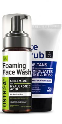 Foaming Face Wash - For Sensitive Skin - 150 ml & De Tan Face Scrub - 100 g