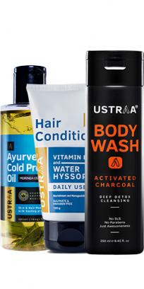 Ayurvedic Cold pressed Oil, Hair Conditioner Daily-Use & Activated charcoal Body wash
