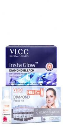 VLCC Diamond Facial Kit with Free Rose Water Toner & Insta Glow Bleach