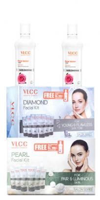VLCC Diamond & Pearl Facial Kit with Free Rose Water Toner