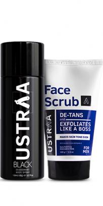 Face Scrub for De-Tan & BLACK Deodorant Body Spray - For Men