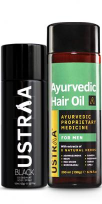 BLACK Deodorant Body Spray - For Men &  Ayurvedic Hair Oil