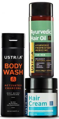 Ayurvedic Hair Oil, Hair Cream Daily Use & Body Wash (Activated Charcoal)