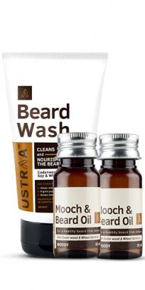 Beard Oil - Set of 2 & Beard Wash (Woody)