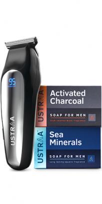 Ustraa Chrome - Lithium Powered Beard Trimmer and 2 New Ustraa Deo Soaps