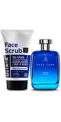 Base Camp Cologne - 100 ml - Perfume for Men & Face Scrub- De-Tan - for Effective Tan Removal