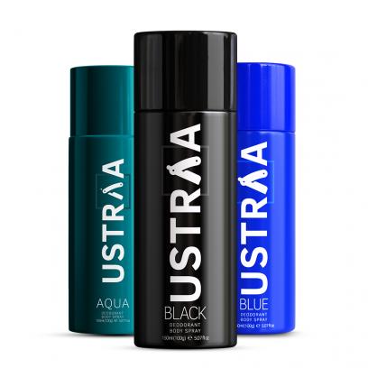Deodorant Body Spray - 150 ml - Black, Blue & Aqua - Set of 3
