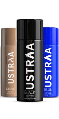 Deodorant Body Spray - 150 ml - Blue, Khaki & Black - Set of 3