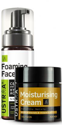Foaming Face Wash - For Sensitive Skin - 150 ml & Moisturising Cream for Oily Skin - 100g