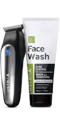 Ustraa Chrome - Lithium Powered Beard Trimmer and Face Wash