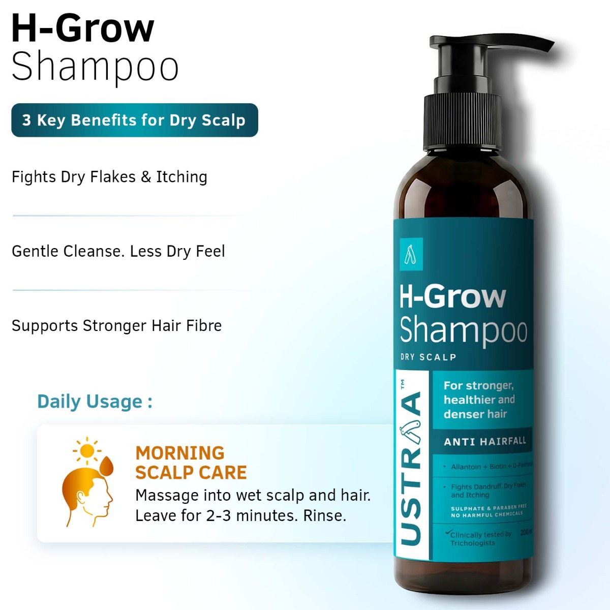 H-Grow Dry Scalp Shampoo | Fights Dry Flakes | Ustraa