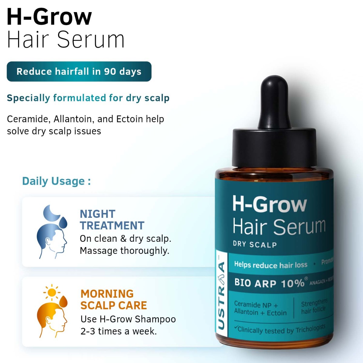 Ustraa H-Grow Hair Serum | Dry Scalp | Reduce Hair Fall in 90 Days | Ustraa