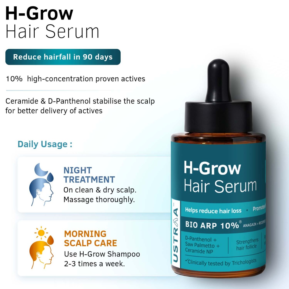 H-Grow Hair Serum | Reduce Hair Fall in 90 Days | Ustraa