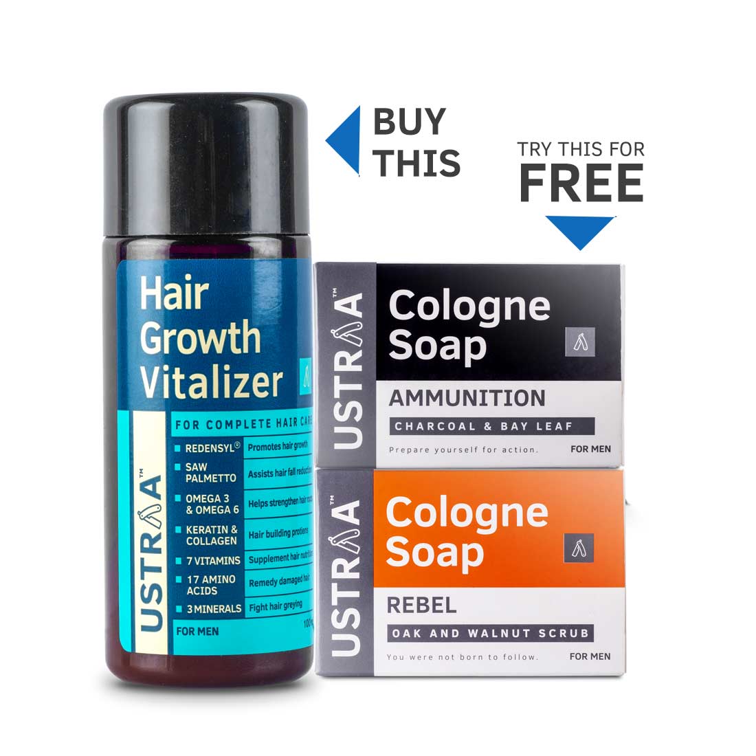 Hair Growth Vitalizer (Get 2 Ustraa Cologne Soaps Free)