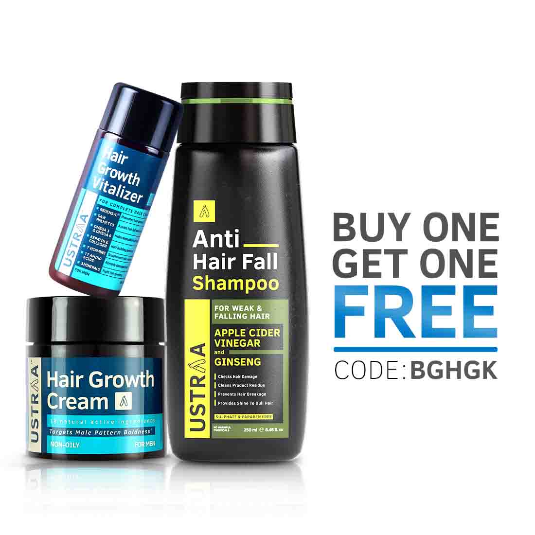 Ustraa Hair Growth Kit - Stops Hair Fall & Boosts Hair Growth