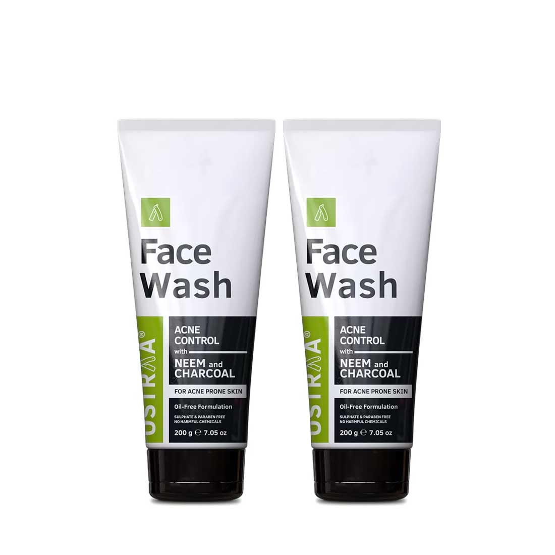 Ustraa Men's Face Wash 200 g - A Face Wash for Acne prone men with Neem and Charcoal for Acne Control