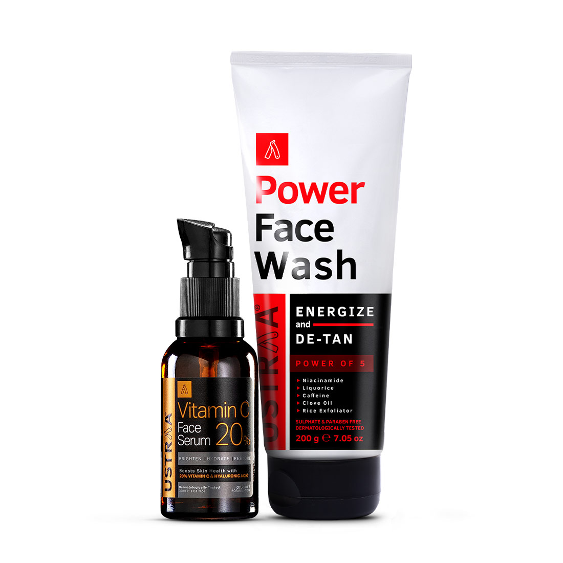 Vitamin C Face Serum & Power Face Wash Energize and De-Tan