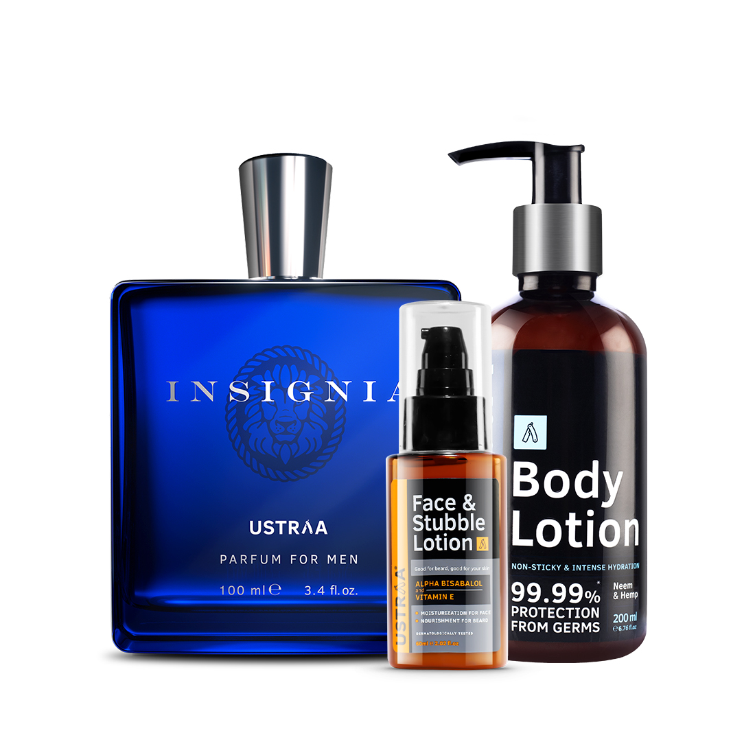 Ustraa Insignia Perfume & Face & Stubble Lotion & Body Lotion